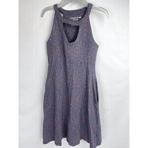 Toad & Co. XS Avalon‎ Dress Sleeveless Racerback Keyhole Blue Orange Padded